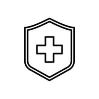 Immune system icon. Medical cross on shield. illustration isolated on white background vector