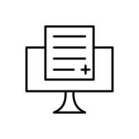 computer form flat color icon with simple black outline,isolated on a white background. vector