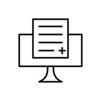 computer form flat color icon with simple black outline,isolated on a white background. vector