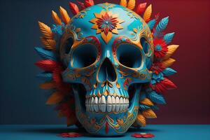 Day of the Dead sugar skull. Mexican sugar skull. ai generative photo