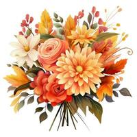 Autumn flowers bouquet isolated photo