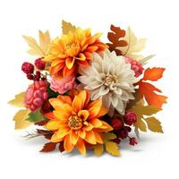 Autumn flowers bouquet isolated photo