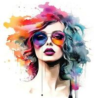 Watercolor fashion illustration isolated photo