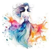 Watercolor fashion illustration isolated photo