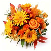 Autumn flowers bouquet isolated photo