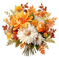 Autumn flowers bouquet isolated photo