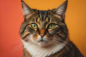 Portrait of a beautiful Maine Coon cat on a dark background. ai generative photo