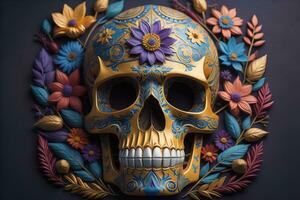 Day of the Dead sugar skull. Mexican sugar skull. ai generative photo