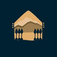 Logo art mountain and tree view for your brand vector