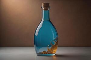 a bottle with a golden dragon in it. photo