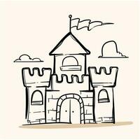 castle doodle with background cream vector