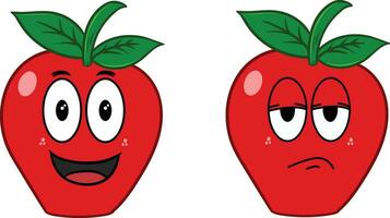 apple vector two expression funny mascot