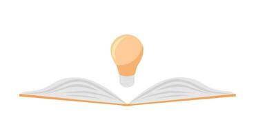 Open book with a bulb. In cartoon style. Concept for education, learning.Vector illustration vector