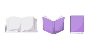 conjunto de cerca y abierto púrpura libro. dibujos animados estilo. concepto para educación, aprendizaje.vector ilustración vector