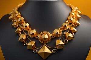 necklace on a mannequin in a fashion store, close-up. photo
