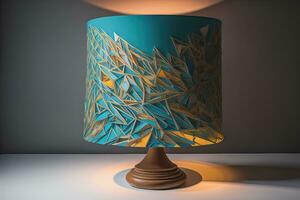 a decorative and colorful lamp on a solid color background. ai generative photo