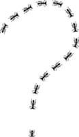 Ant silhouettes trail illustration in shape of question mark. disinfection concept. vector