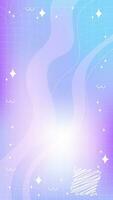 Cosmic galaxy purple blurry mesh gradient abstract storis template background with copy space and hand drawn abstract Y2K line and wave elements vector