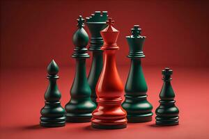 Different chess piece on a solid color background. ai generative photo