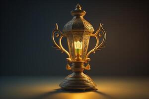 Lantern on dark background. Ramadan Kareem concept. generative ai photo