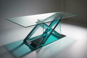 Interior of a living room with a glass table. ai generative photo