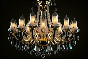 Luxury chandelier isolated on dark background. ai generative photo