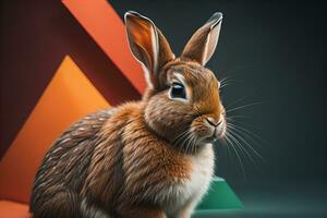 Easter bunny on a solid color background. ai generative photo