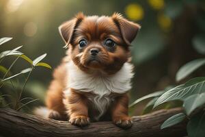 Portrait of a cute dog on a colorful background. Studio shot. ai generative photo