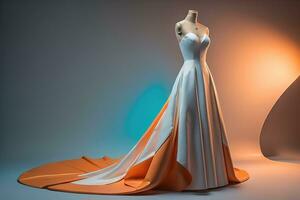 Wedding dress on a mannequin. ai generative photo