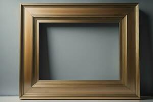 Glass picture frame on a solid color background. ai generative photo