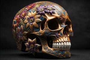 Day of the Dead sugar skull. Mexican sugar skull. ai generative photo
