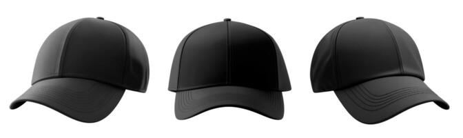 Set of Blank Black baseball cap isolated on white background. Template Mock up. AI Generative photo