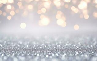 Glitter Abstract Christmas Background with bokeh lights defocused background. AI generative photo