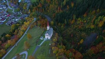aerial view of a church in the village video