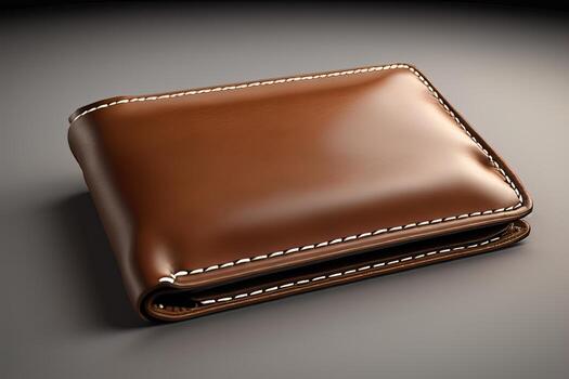 A leather wallet on a wooden background. ai generative photo