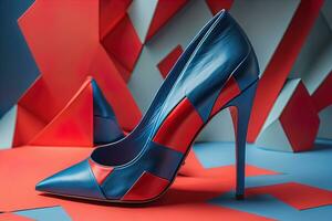 High heel women shoes on a solid colour background. ai generative photo