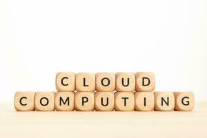 Cloud Computing phrase on wooden blocks. Copy space photo