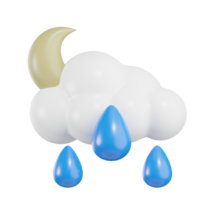 måne med regn väder 3d illustration png