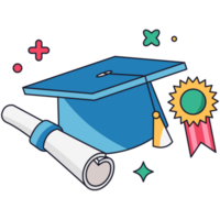 diploma uitreiking leerzaam sticker kleur 2d illustratie png