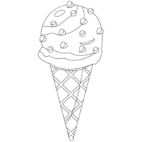 morango cone gelo creme 2d esboço ilustrações png