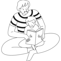 Reading Book Fathers Day Outline 2D Illustrations png