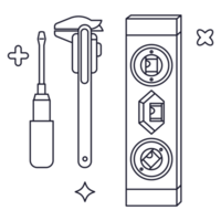 charpentier niveau boîte à outils 2d contour des illustrations png