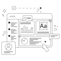 utilisateur interface numérique outil boîte contour 2d illustration png