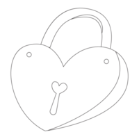 Padlock Valentine Sticker Outline 2D Illustration png