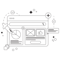 website digitaal gereedschap doos schets 2d illustratie png