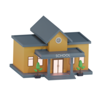 School Building 16 Left Angle 3D Illustration png