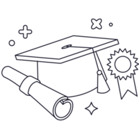 Graduation Educational Sticker Outline 2D Illustration png