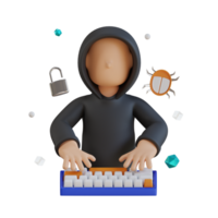 Hacker Cyber Security 3D Illustrations png