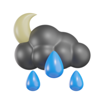 måne med regn molnig väder 3d illustration png