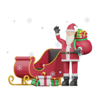 Papa Noel carro Navidad 3d ilustración png